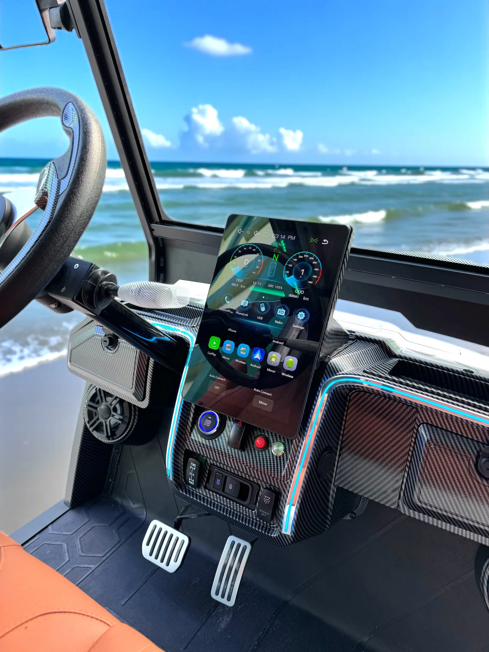 KleverDiamond-6L Solar: carrito de golf eléctrico de 6 asientos con tracción total, ultralujo y panel solar de 360 W