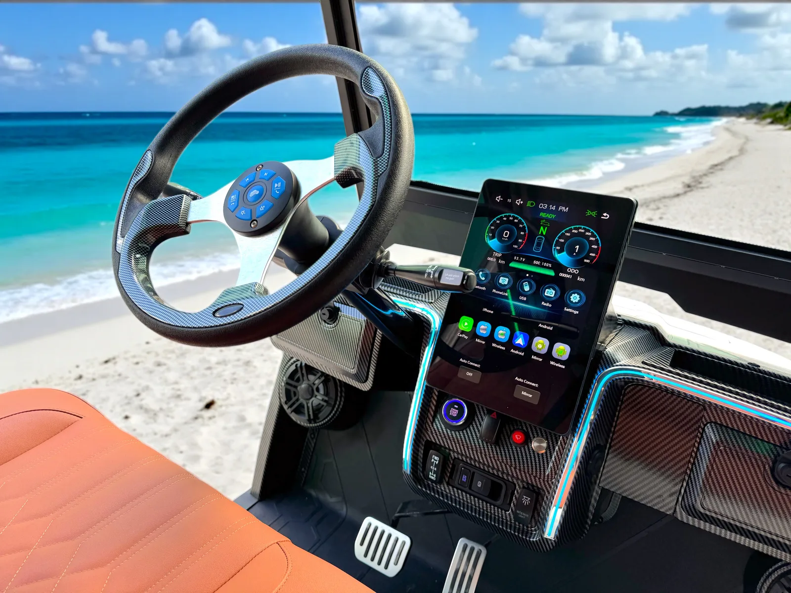 KleverDiamond-6L Solar: carrito de golf eléctrico de 6 asientos con tracción total, ultralujo y panel solar de 360 W